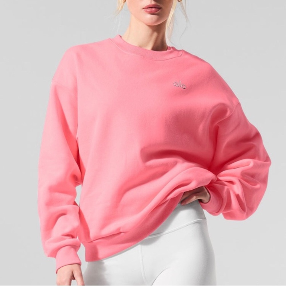 ALO Accolade Crew Neck Pullover Neon Bubblegum S